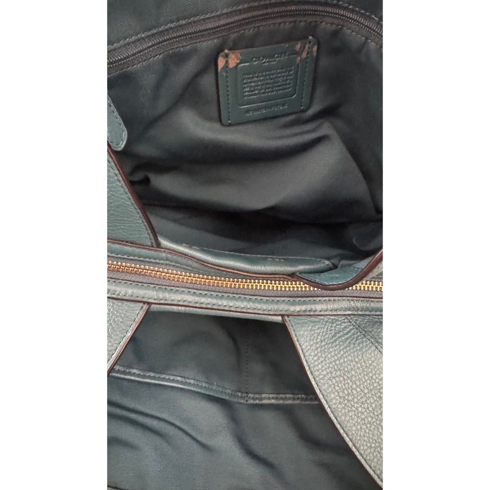 Coach Lexy F57545 Teal Blue Pebbled Leather Hobo Shoulder Bag Gold Hardware - Picture 11 of 12